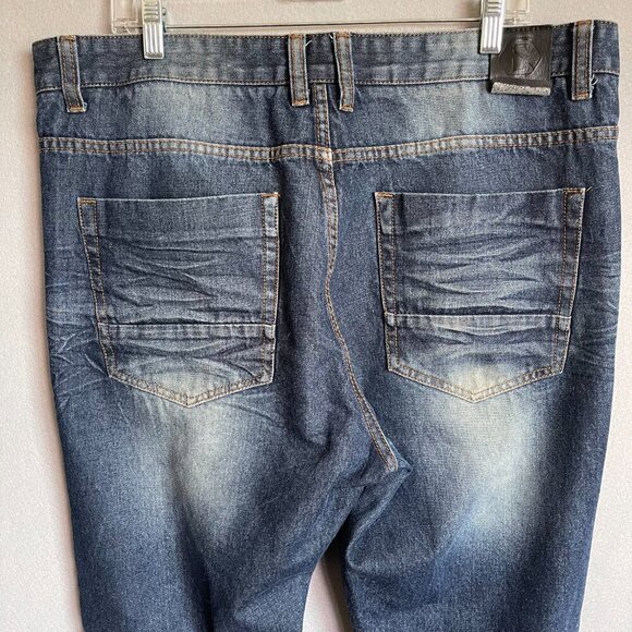 Switch Distressed Dark Blue Premium Denim Jeans Size 38X34 - Picture 4 of 9